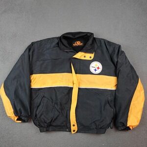 Vintage Pittsburgh Steelers Jacket Mens XL Black NFL Unique Sports Generation